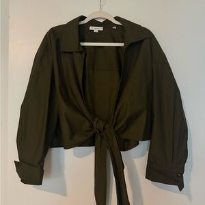 Vince Olive Green Women's Tie-Front Jacket